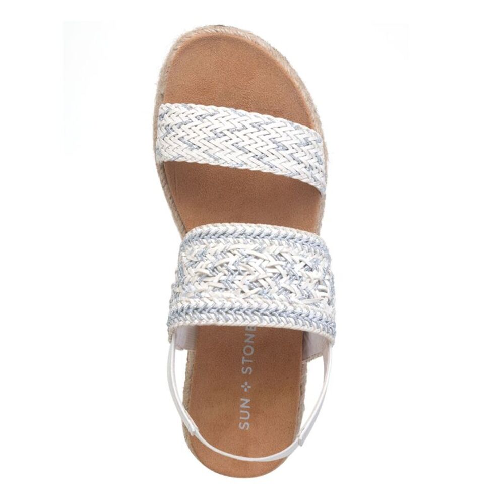 SUN STONE Womens White 1" Platform Karli Wedge Slip On Espadrille Shoes 9.5 M - Picture 3 of 4